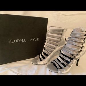 Brand new silver suede heels